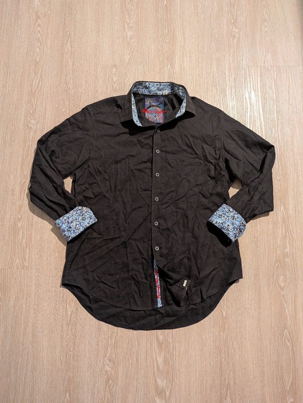 Robert Graham Shirt Men's Medium Geometric Flip Cuff Button Down
